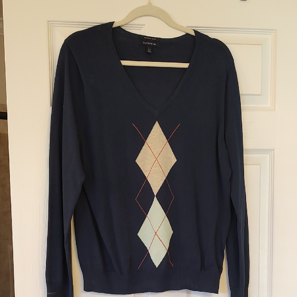Lands' End Navy Cotton Sweater